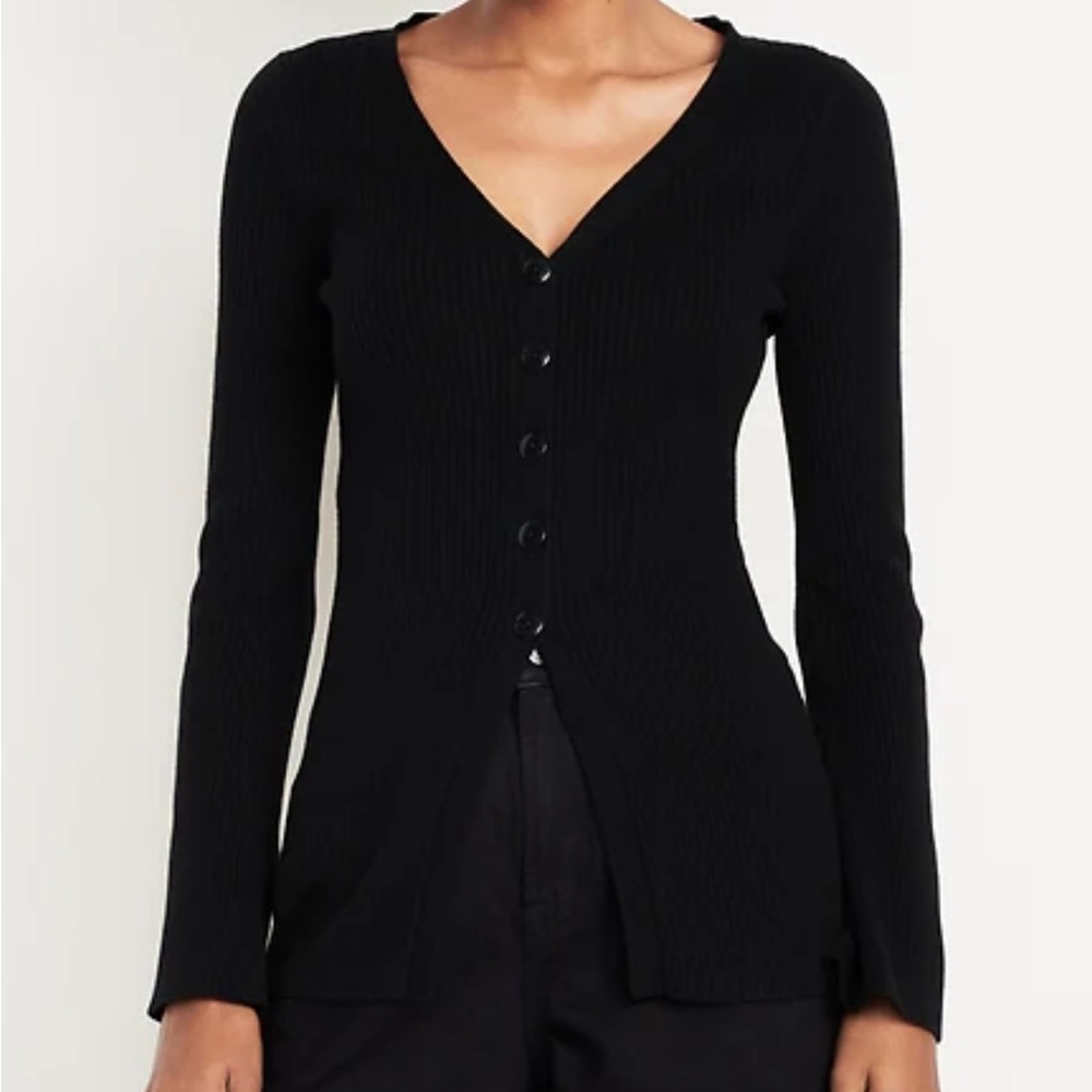V-neck button down cardigan sweater